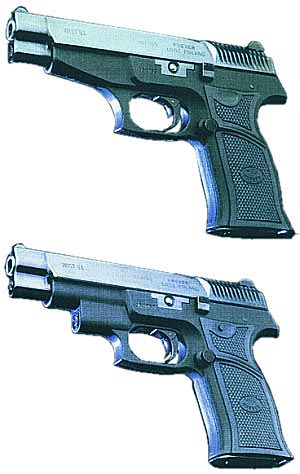 9-мм пистолет WIST: сверху - стандартная модель WIST-94, снизу - модель с лазерным целеуказателем - WIST-94L