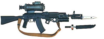 5,45-мм автомат АК 74М с ночным прицелом 1ПН51, подствольным гранатометом ГП-25 и штык-ножом 6х5
