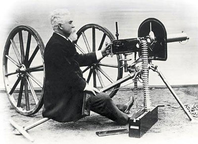 Изобретатель и его творение – «машина убийства», первый в мире полностью автоматический пулемет