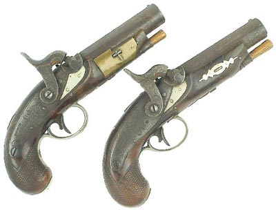 Пара оригинальных капсюльных пистолетов конструкции Генри Деринджера, первая половина ХХ века