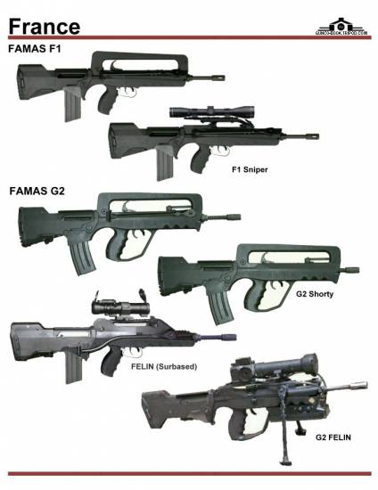 Франция: FAMAS F1, FAMAS G2, FAMAS FELIN