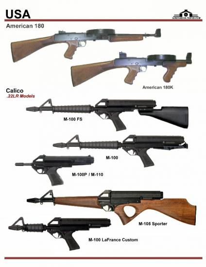 США: American 180, Calico M-100, M-110, M-105