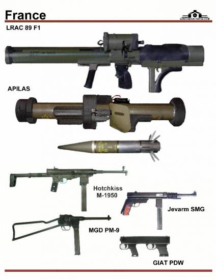 Франция: LRAC 89 F1, APILAS, Hotchkiss M-1950, ...