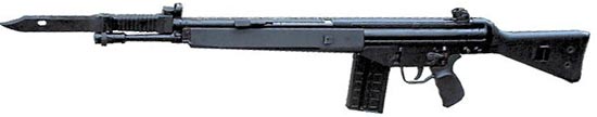 HK G3A3 с модернизированным цевьем и установленным штык-ножом