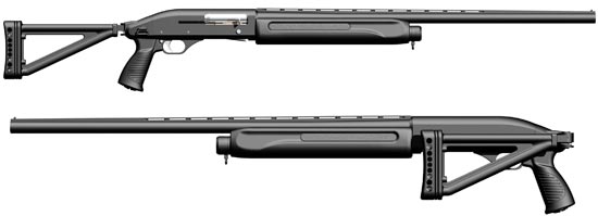МР-153 со складывающимся прикладом и пистолетной ручкой