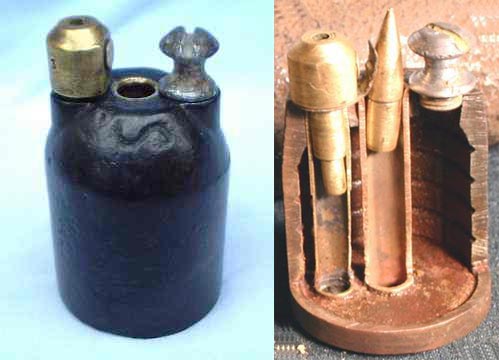 граната Viven-Bessiere (На разрезе гранаты видна трубка, в которой для наглядности показана пуля патрона 8 мм Лебель)