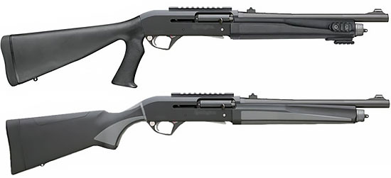 Remington R12-E (Entry) в варианте с прикладом с полупистолетной шейкой (снизу) и с отдельной пистолетной рукояткой (сверху)