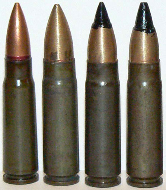 7.62х39, СП-5, СП-6, ПАБ-9 (слева - направо)