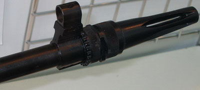 Опытный вариант пламегасителя, устанавливаемый на СВДСМ и на часть СВ-98