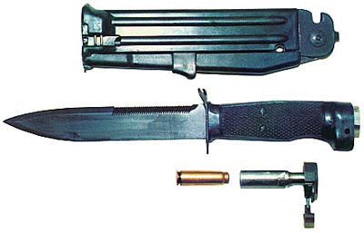 Устройство ножа разведчика стреляющего НРС-2