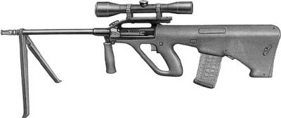 5,56-мм снайперская винтовка AUG/HBAR с оптическим прицелом на легкой съемной двуногой сошке