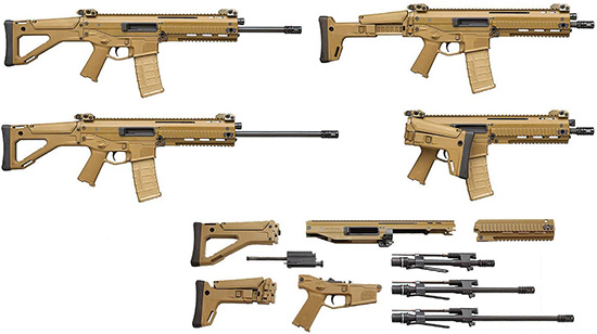 Заводские варианты компоновки винтовок ACR: две разновидности прикладов, несколько вариантов стволов различной длины