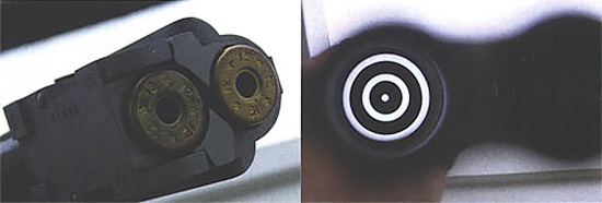 Гильзы без «жавело», вставленные в патронник, позволяют получить контрастные кольца при взгляде со стороны дула