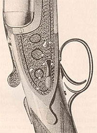 Двустволка с односпусковым механизмом и переключателем последовательности выстрелов (патент № 10949 от 13 мая 1898 г.)