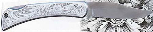 На ручке этого ножа, как и на всех ружьях Мауро Батталья, гравировка Макса Гобби