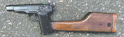 Автоматический пистолет Стечкина (АПС) с присоединённой кобурой-прикладом