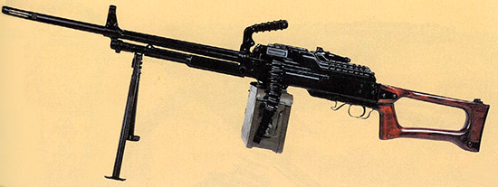 7,62-мм единый пулемет Калашникова на сошке. Ротный вариант. Опытный образец 1960 г. Первый вариант
