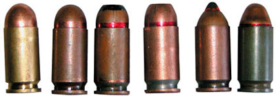 9 х18 пистолетные патроны ПМ (слева - направо): 9-мм пистолетный патрон (индекс 57-Н-181) с латунной гильзой и с пулей со свинцовым сердечником; 9-мм пистолетный патрон (индекс 57-Н-181 С) со стальной гильзой и с пулей со стальным сердечником; 9-мм пистолетный патрон с экспансивной пулей с повышенным останавливающим действием СП-7; 9-мм пистолетный патрон с экспансивной пулей с пониженным пробивным действием СП. 8; 9-мм пистолетный патрон (индекс 7 Н25) с бронебойной пулей ПБМ; 9-мм пистолетный патрон для правоохранительных органов ППО с утяжеленной пулей со свинцовым сердечником