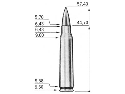 Чертеж 5,56-мм винтовочного патрона М 193 / .223 Remington