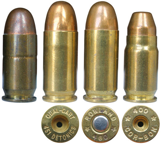 Некоторые калибры, адап тированные для использования с пистолетами на базе Colt М1911 А1