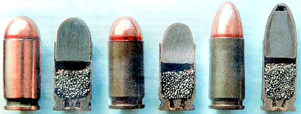 Слева - направо: патроны 9х17, 9х18, 9х19