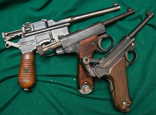 Первые самозарядные пистолеты
