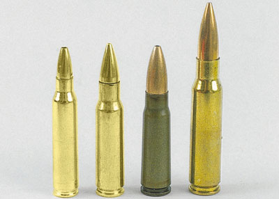 Заполняющий брешь (слева направо): .223 Remington, 6,8 мм Remington Special Purpose Cartridge, 7,62?39 и .308 Winchester.