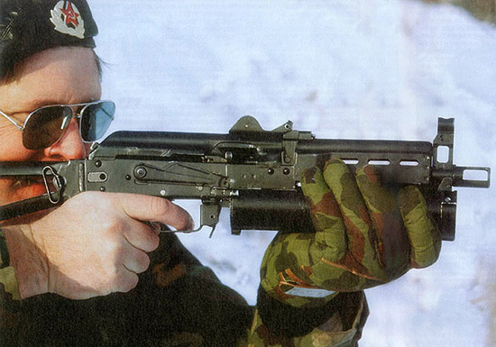 «Бизон» имеет 60-процентную взаимозаменяемость с АКС-74, он разработан под стандартный патрон к пистолету Макарова калибра 9x18 мм, а также под новый высокоимпульсный патрон того же калибра