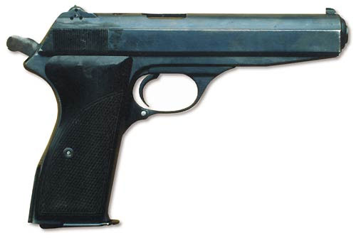 Автоматический пистолет Калашникова. Вид справа, курок взведён