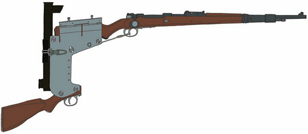 Рама и «винтовочный перископ» для стрельбы из-за бруствера окопа из американской винтовки «Спрингфилд» 1903 года