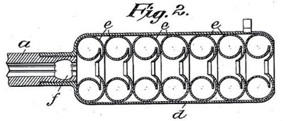 Чертеж глушителя с шайбами – завихрителями потока из американского патента 1909 года Хайрема Перси Максима
